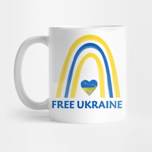 Free Ukraine Ukrainian rainbow flag in watercolor Mug